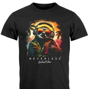 Mens Music DJ Chill Sloth Print Print Relax Summer Fashion T-Shirt